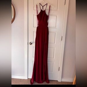 La Femme Striking Red Maxi Dress